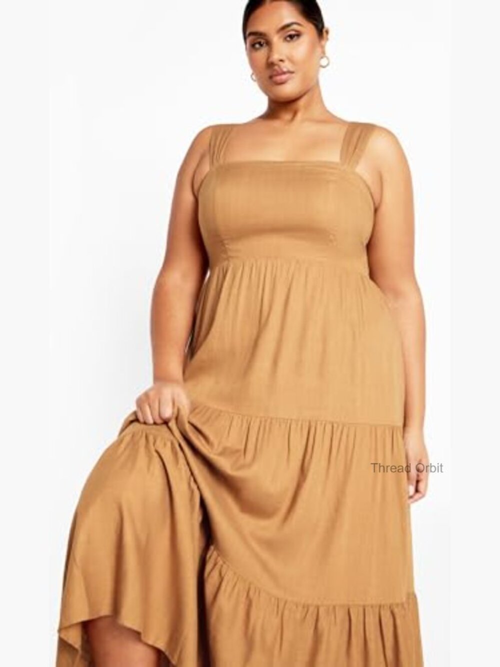 Plus Size Maxi Dress with V Neckline and Longline Hem for Elegant Comfort - Picture 4 of 6